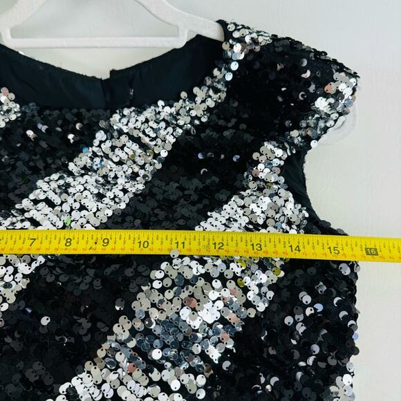 Maggie Sottero Flirt Statement Dress Black Silver Sequin Formal Gown Size 6 - Picture 8 of 9